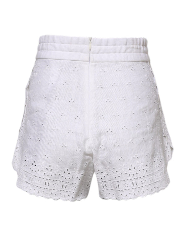 Dolce & Gabbana White Linen High Waisted Hot Pants Shorts