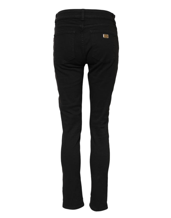 Dolce & Gabbana Black Cotton Skinny Mid Waist Denim Jeans