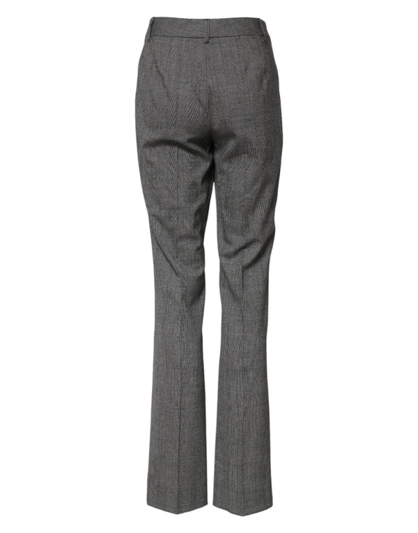 Dolce & Gabbana Gray Checkered High Waist Flared Pants