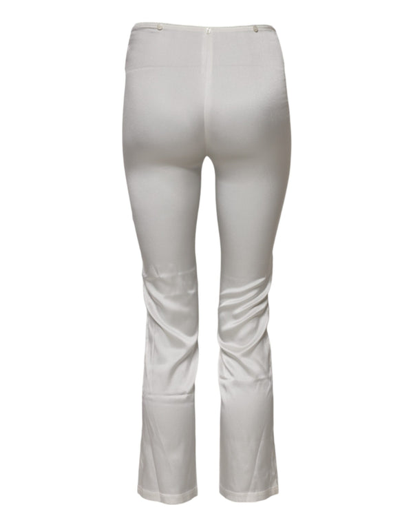 Dolce & Gabbana Ivory Silk Tapered High Waist Pants