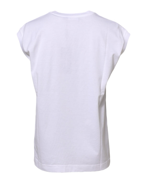 Dolce & Gabbana White Cotton Sleeveless Women Tank T-shirt