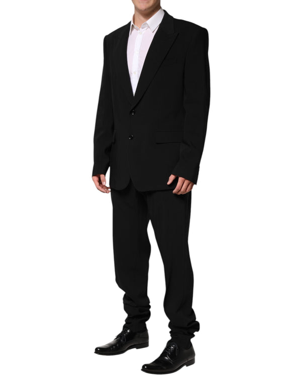 Dolce & Gabbana Black Cotton Single Breasted 2 Piece Suit