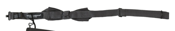 Dolce & Gabbana Gray Patterned Silk Adjustable Neck Bow Tie Papillon