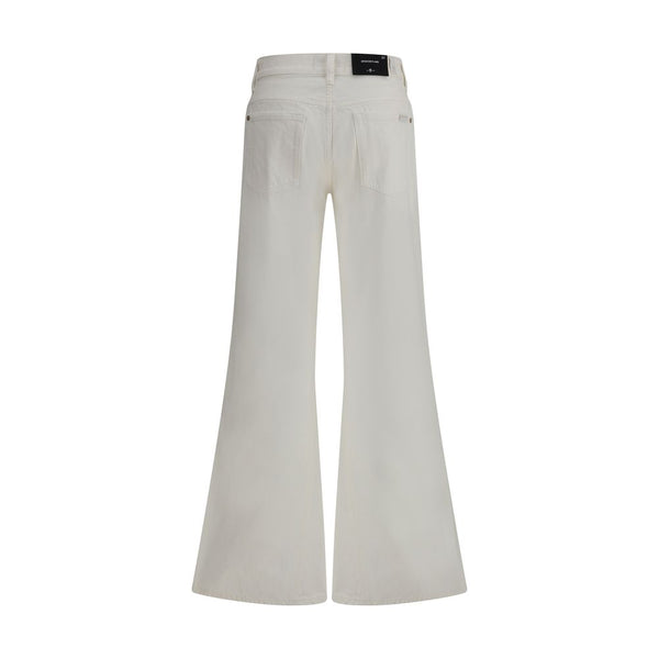 7FOR Beige Cotton Flared Jeans