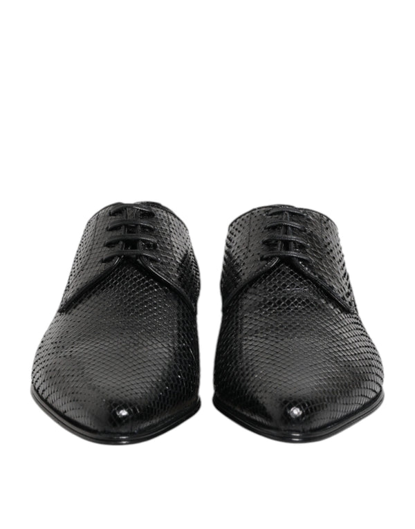 Dolce & Gabbana Black Exotic Leather Lace Up Derby Shoes