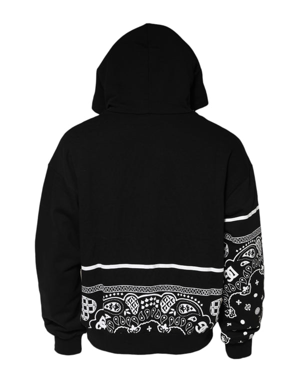 Dolce & Gabbana Black Bandana Hooded Men Sweatshirt Sweater