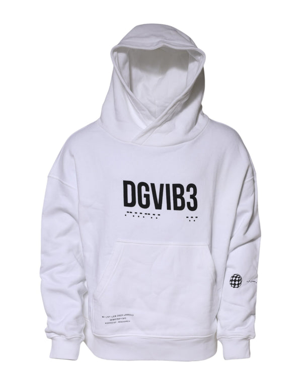 Dolce & Gabbana White DG Vib3 Hooded Men Sweatshirt Sweater
