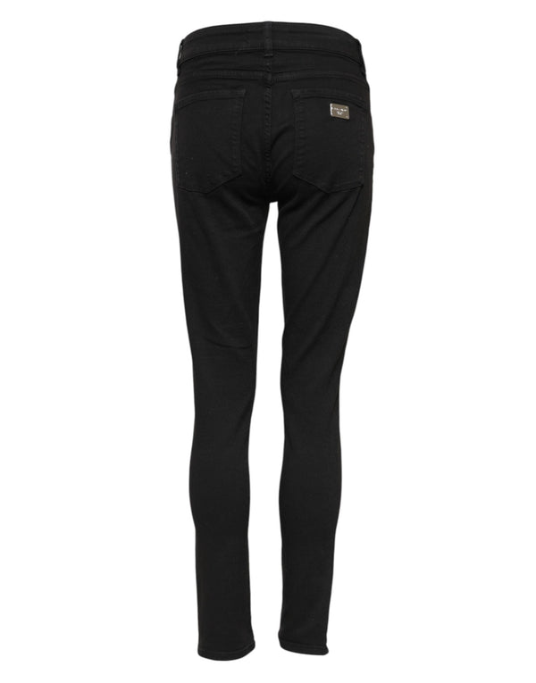 Dolce & Gabbana Black Cotton Skinny Mid Waist Denim Jeans