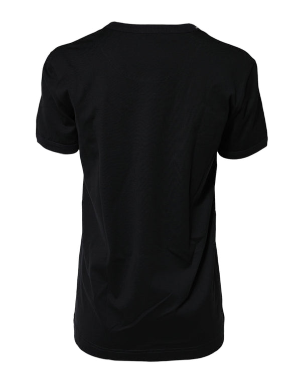 Dolce & Gabbana Black Cotton DG Print Short Sleeve Top T-shirt