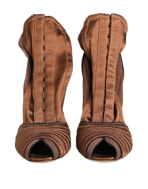 Dolce & Gabbana Brown Bette High Heeled Ankle Boots Shoes