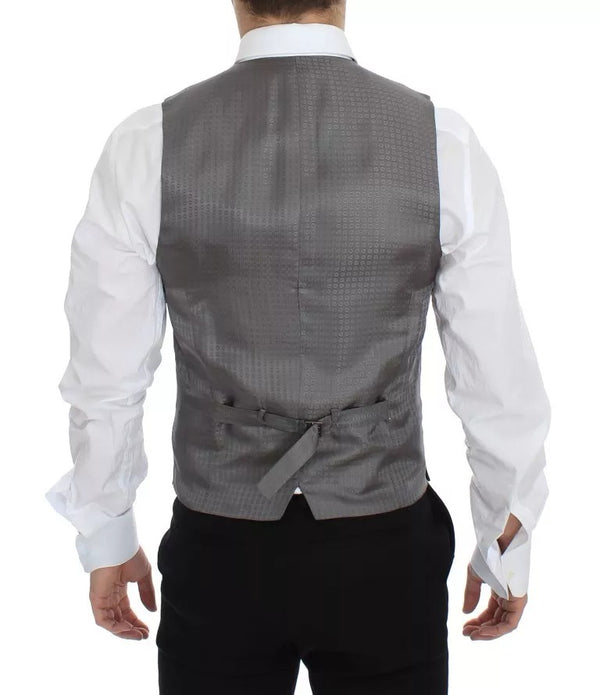 Dolce & Gabbana Gray Striped Formal Dress Gilet Vest