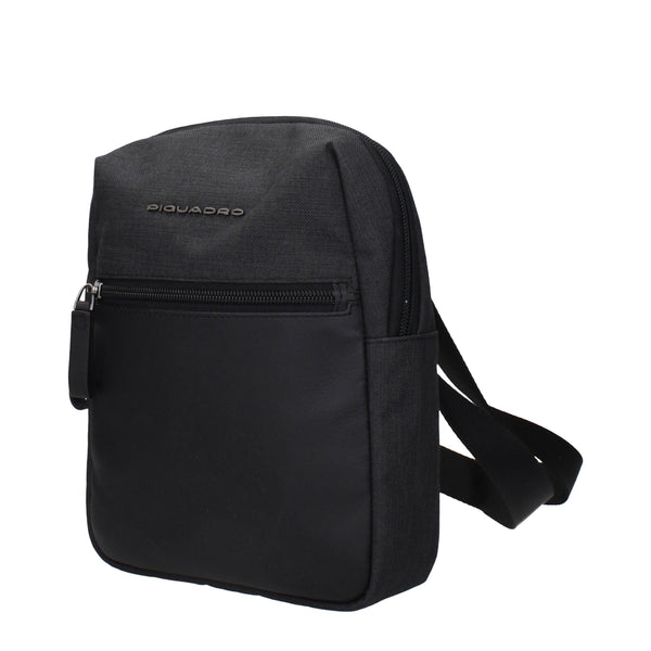 Piquadro Black Fabric Crossbody Bag