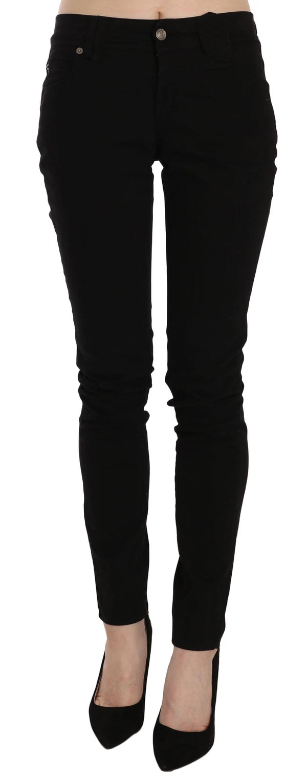 John Galliano Black Mid Waist Slim Fit Skinny Denim Casual Pants Jeans