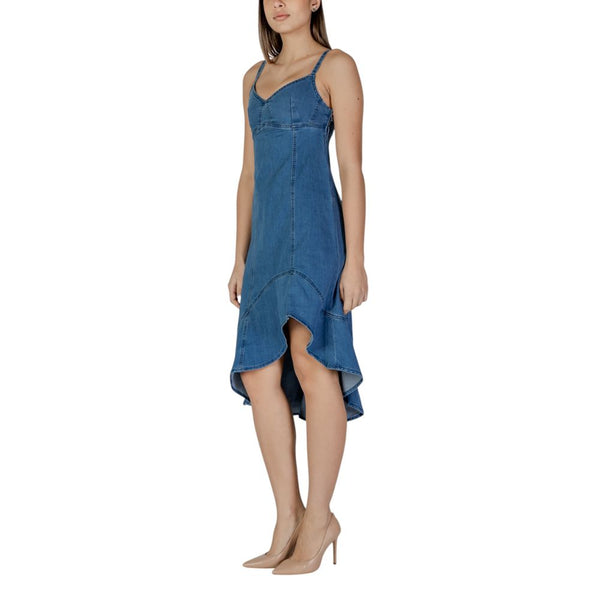Desigual Blue Cotton Long Dress