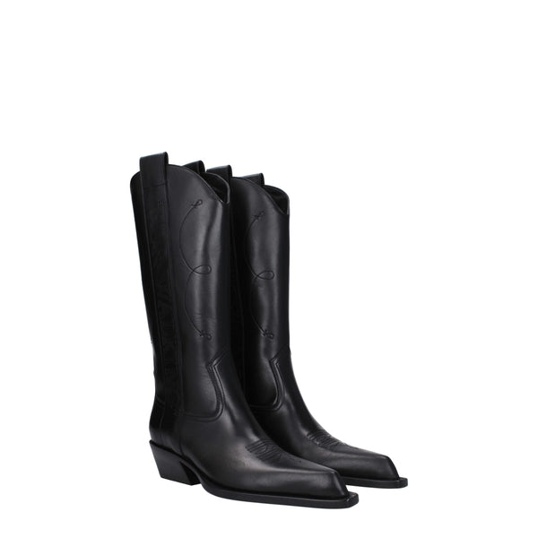 Off-White Black Leather High Heel Boots