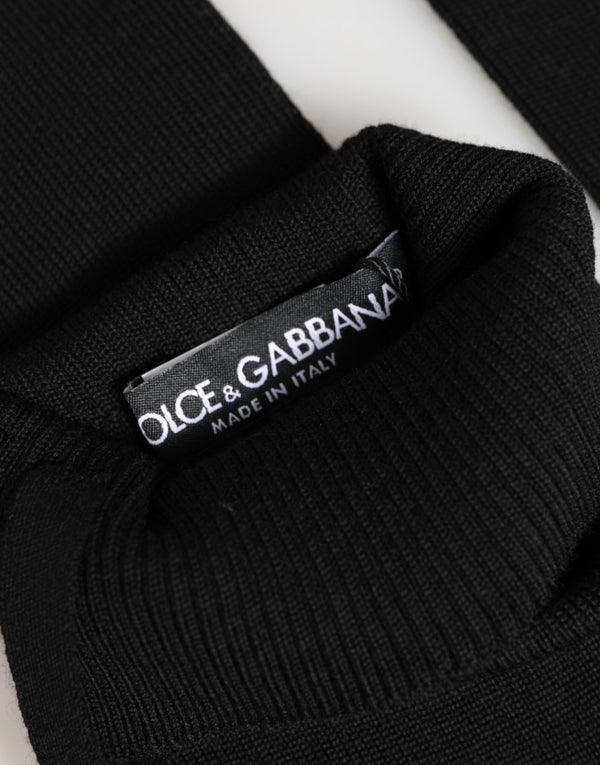 Dolce & Gabbana Black Virgin Wool Knitted Fingerless Men Gloves