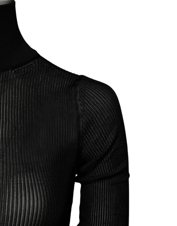 Dolce & Gabbana Black Viscose Turtle Neck Pullover Top