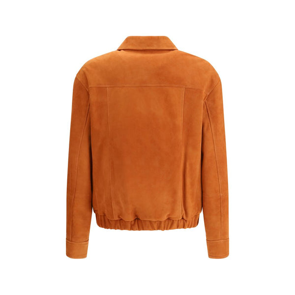 Brunello Cucinelli Red Calf Leather Bos Taurus Leather Jacket
