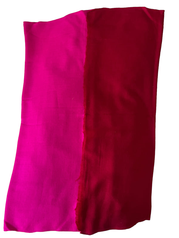 Magenta & Maroon Ombre Silk & Wool Blended - Scarf