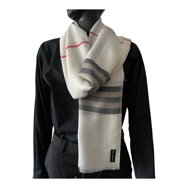 THE GRAY CRAB Classic Ivory Plaid Scarf