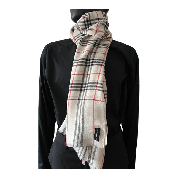 THE GRAY CRAB Classic White Plaid Scarf