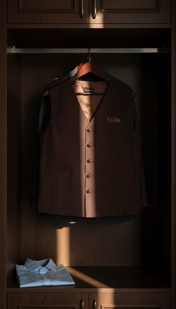 THE GRAY CRAB Rich Espresso Brown Hue Silk Vest