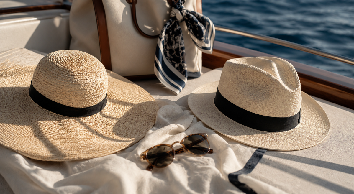 Summer hats in straw Panama cap and bucket forms for THE NOTICE by THE GRAY CRAB