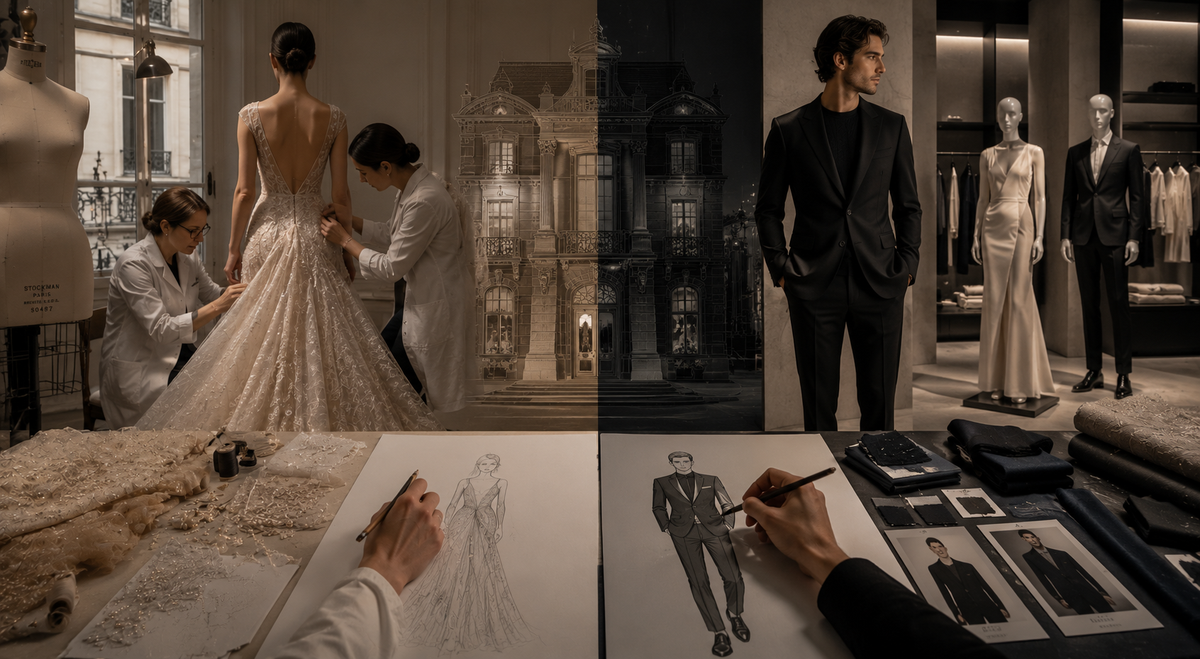 Couture and ready-to-wear silhouettes compared for THE NOTICE by THE GRAY CRAB