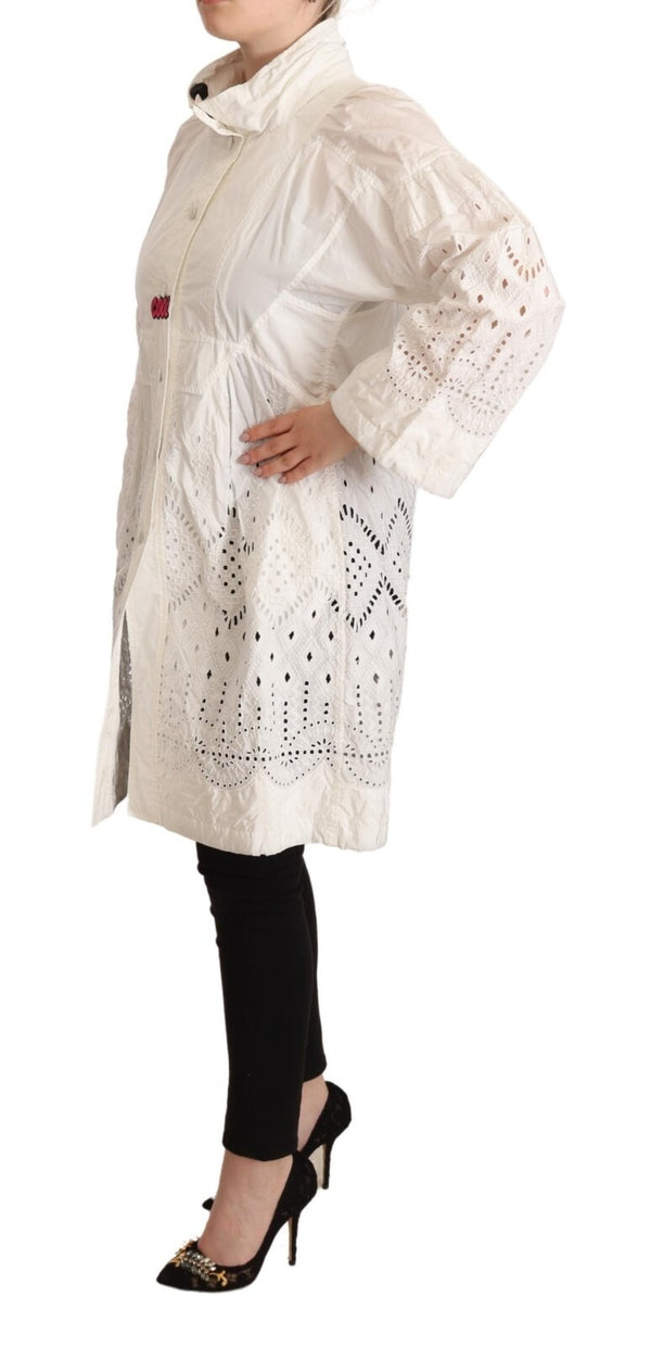 Ermanno Scervino Button Down White Long Sleeve Polyester Jacket