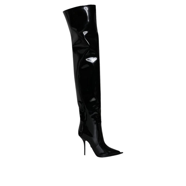 Dolce & Gabbana Black Leather Over The Knee