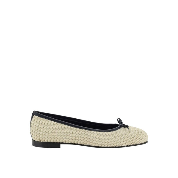 Manolo Blahnik Beige Raffia Ballet Flats