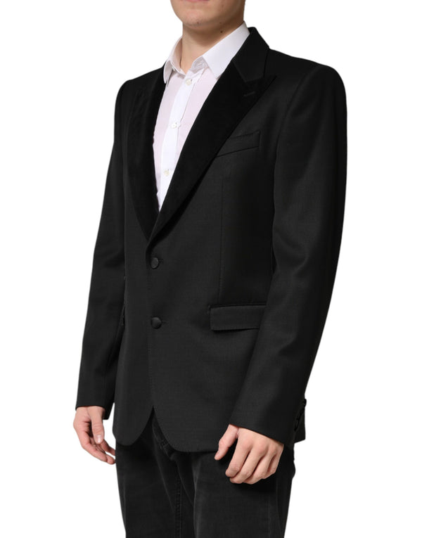 Dolce & Gabbana Black Wool Single Breasted Jacket Blazer