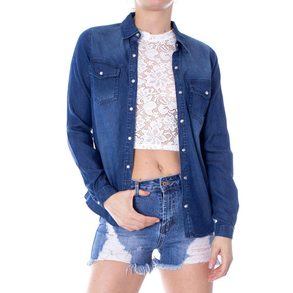 Vila Clothes Blue Denim Shirt