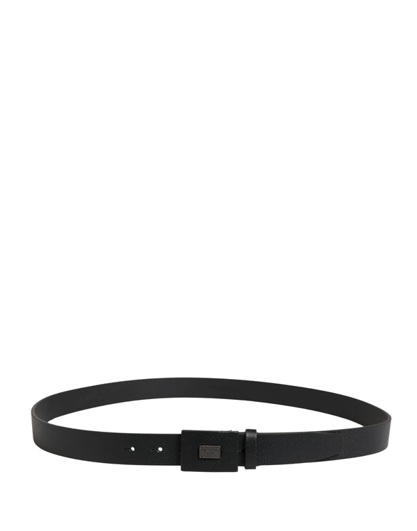 Dolce & Gabbana Men Black Calfskin Leather Square Buckle Belt