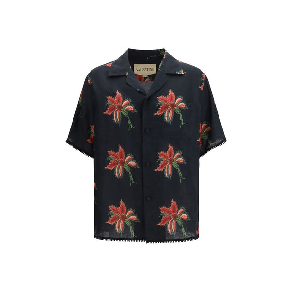 Valentino Garavani Black Linen Pattern Shirt