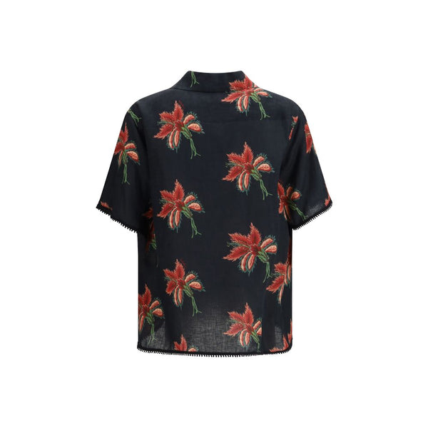 Valentino Garavani Black Linen Pattern Shirt