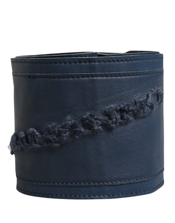 Ermanno Scervino Blue Leather Wide Waist Women Cintura Belt