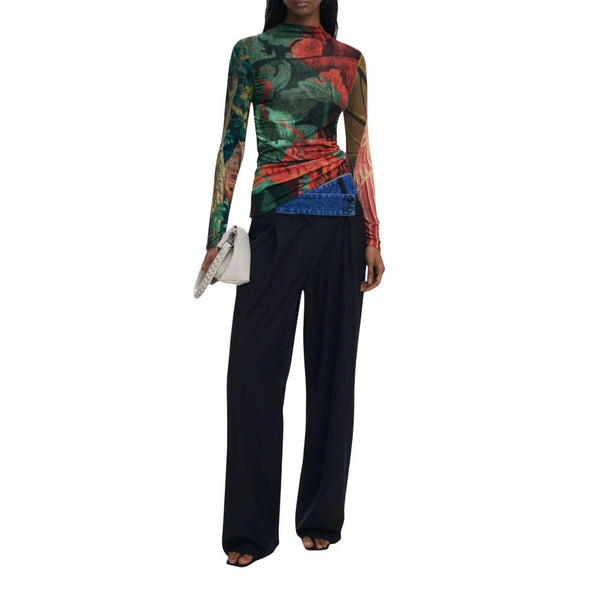 Desigual Bicolor Viscose Long Sleeve T-Shirt