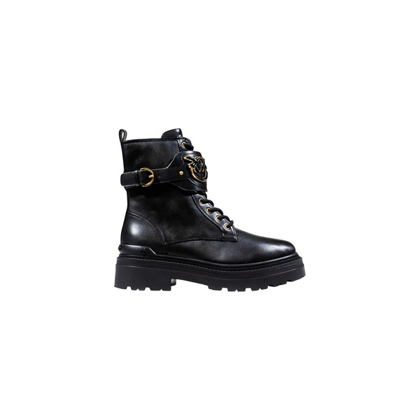PINKO Black Leather Ankle Boots