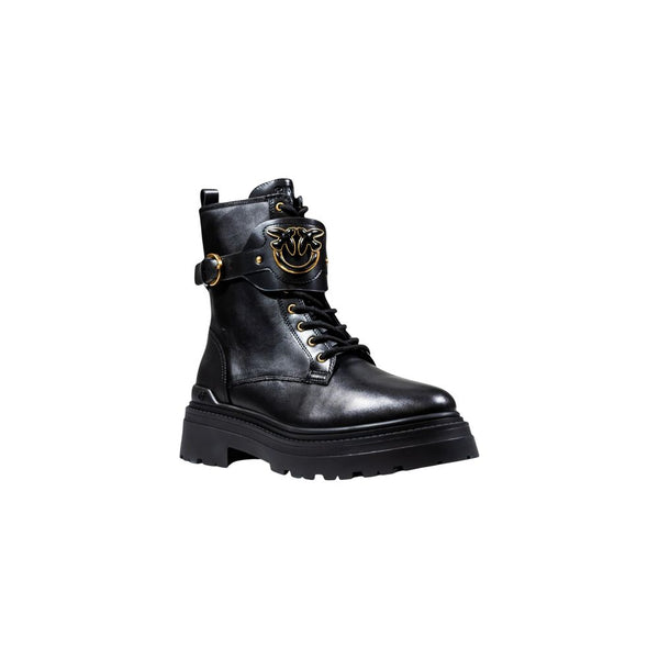 PINKO Black Leather Ankle Boots