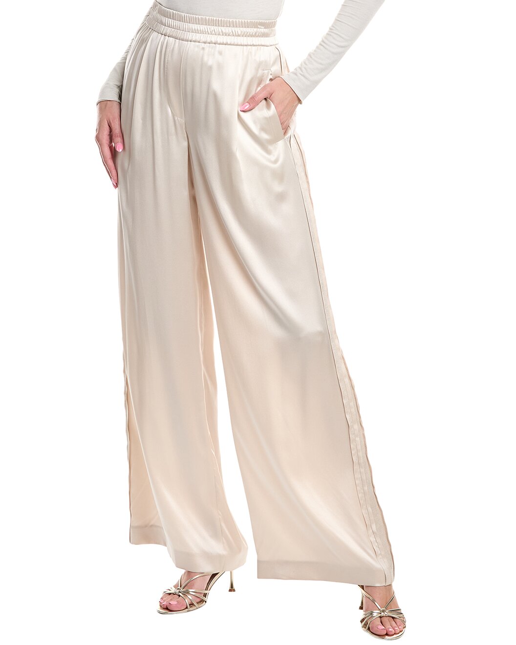 Brunello Cucinelli Beige Silk Casual Pants