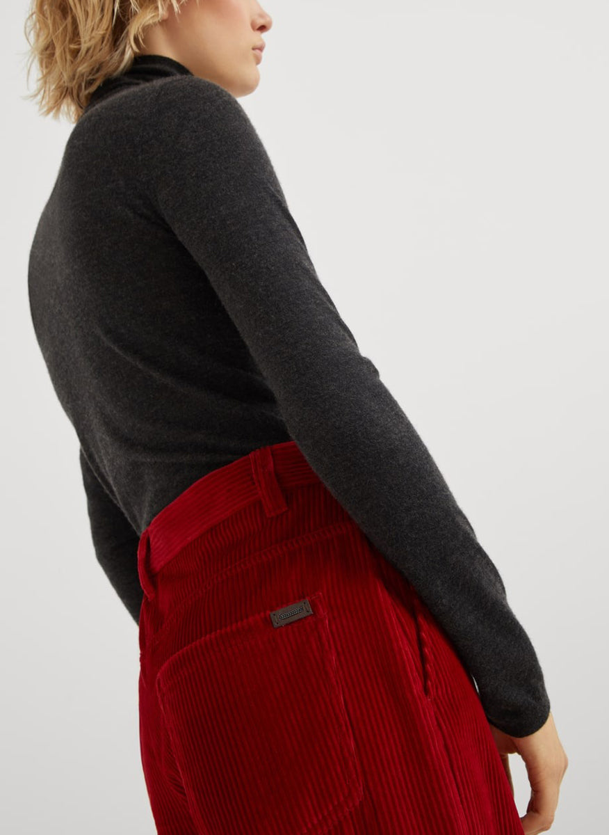 Brunello Cucinelli Red Cotton Flared Pants
