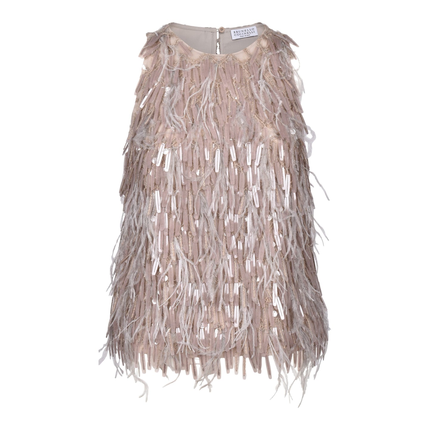 Brunello Cucinelli Beige Silk Cocktail Dress