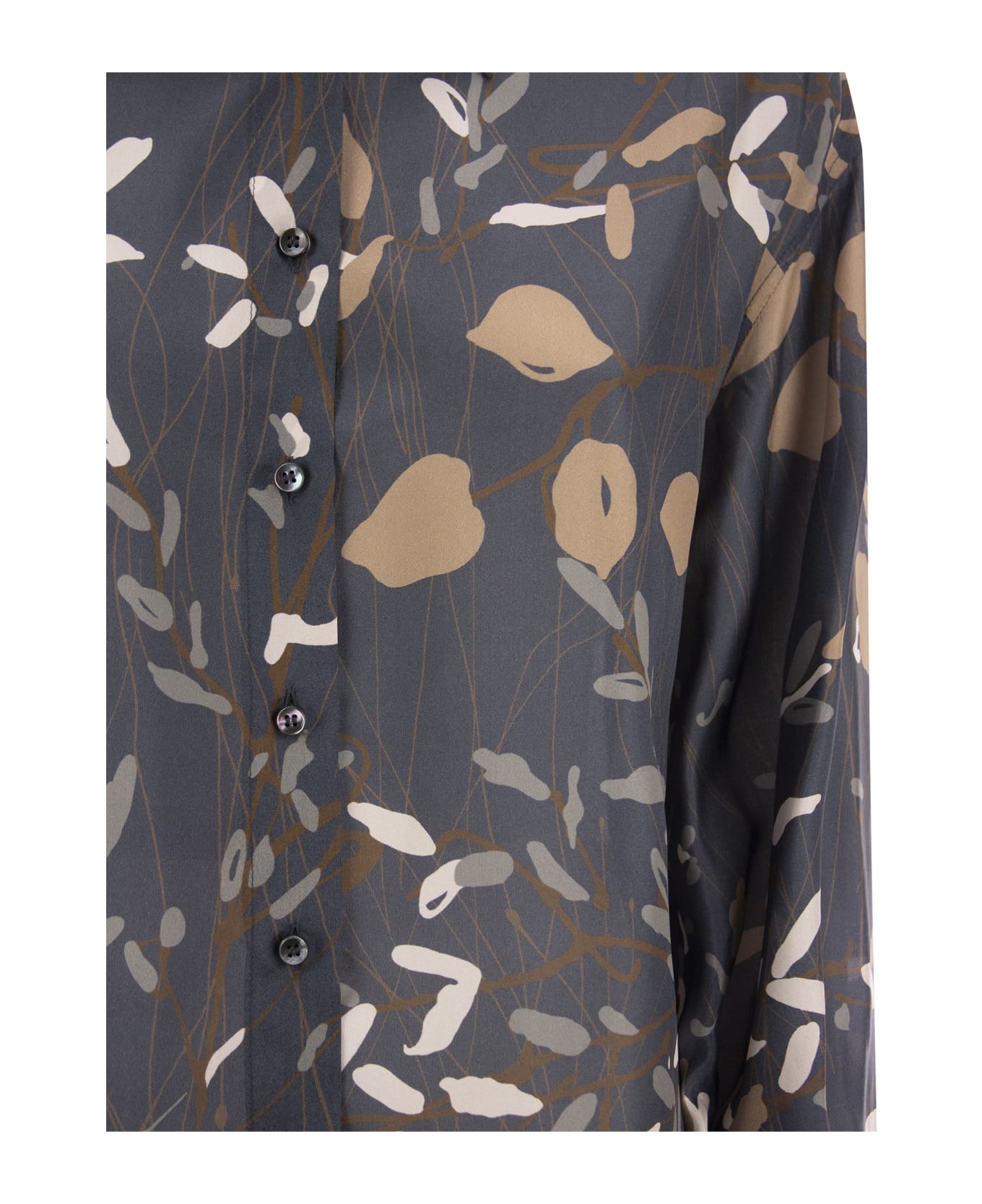 Brunello Cucinelli Blue Silk Pattern Shirt