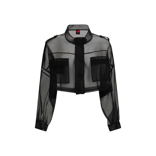 PINKO Black Silk Full-Length Jacket