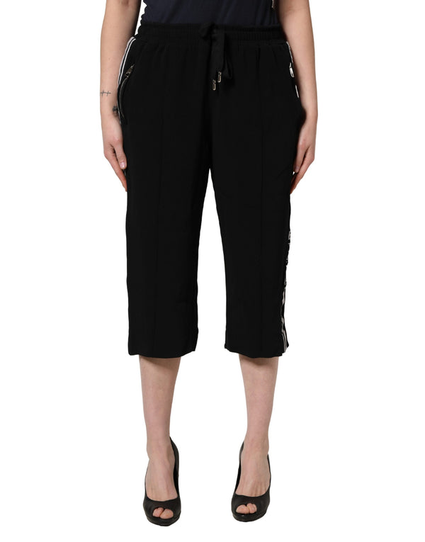 Dolce & Gabbana Black Viscose Mid Waist Cropped Women Pants