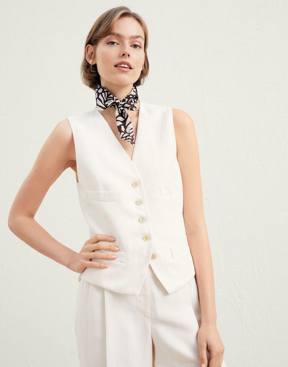 Brunello Cucinelli Beige Viscose Sleeveless Jacket
