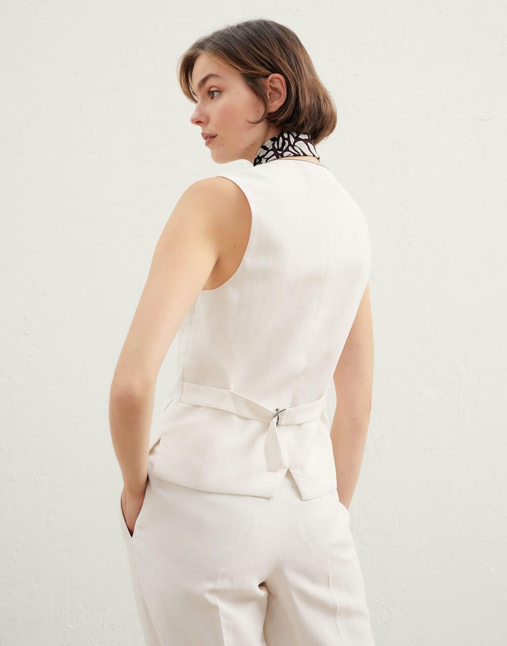 Brunello Cucinelli Beige Viscose Sleeveless Jacket
