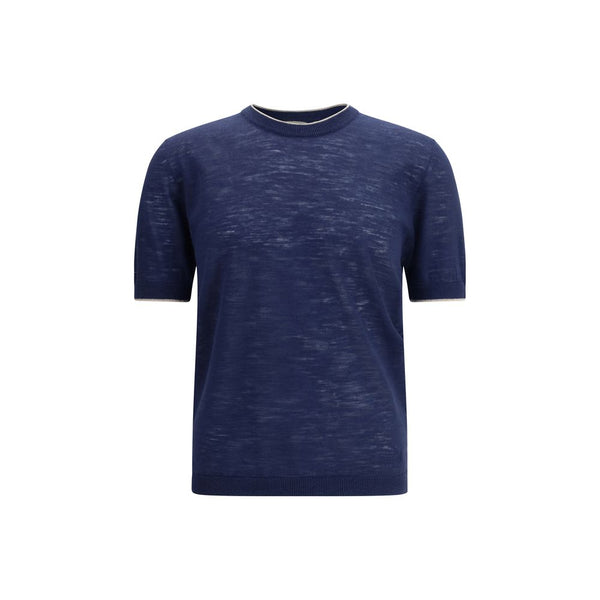 Brooksfield Blue Linen Shortsleeve Shirt