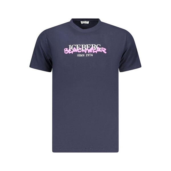 Iceberg Neon Blue Cotton Mens T-Shirt